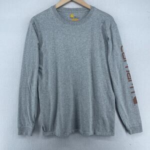 CARHARTT Shirt Mens 2XL Long Sleeve Original Fit Logo Graphic Workwear Gray